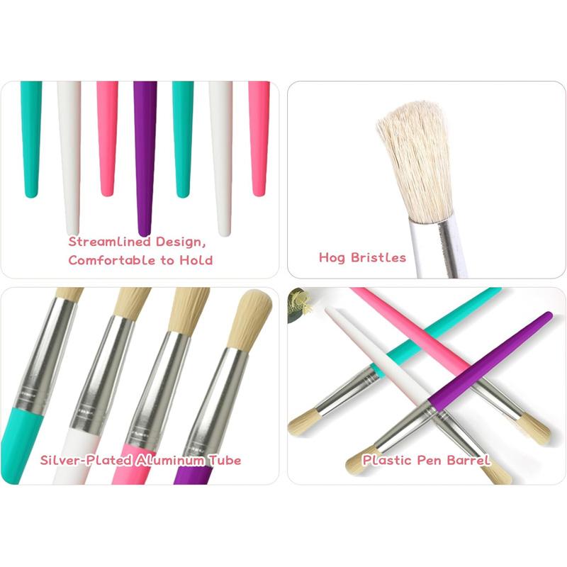 4Pcs Toddler Paint Brushes Set Coloful Paint Brush Set for Kids Round Bristle Tip Paintbrushes for Kids Beginners Art Supplies