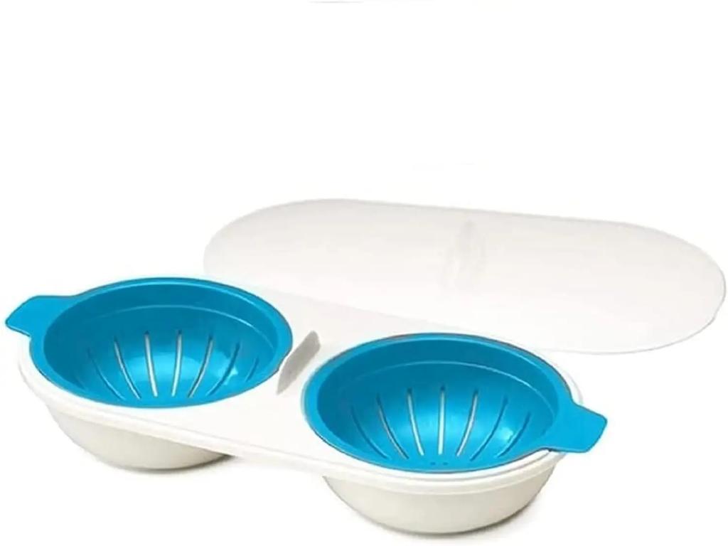 Microwave Egg Poacher Perfect Double Egg Poacher Easy Double-Cup Egg Boiler Hot Spring Egg Mold Kitchen Cooking Gadget Tools