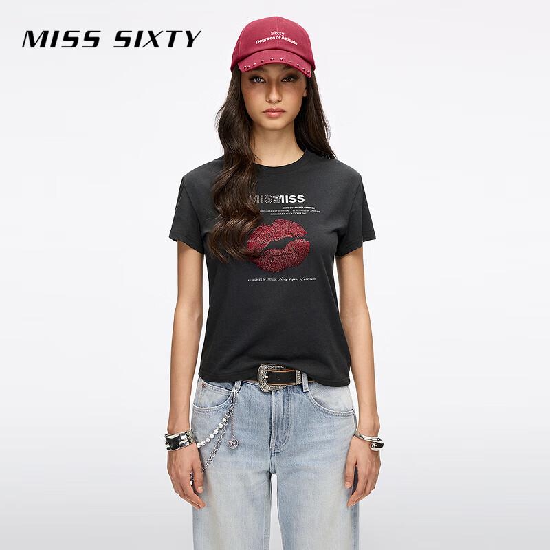 MISS SIXTY 2026 Spring Cotton Linen Lip Print T-Shirt L