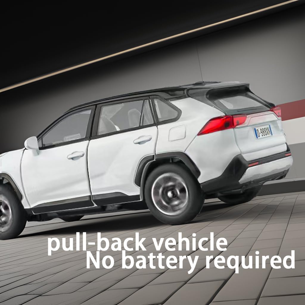 Model de mașină Toyota RAV4 1/32, mașină de jucărie din aliaj, model de colecție, cu lumină și sunet, mașină de jucărie pentru băieți, copii mici, mașină cadou