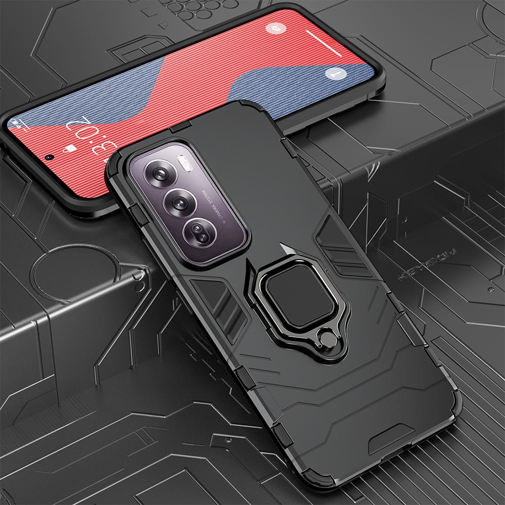 

Противоударный защитный чехол KEYSION для OPPO Reno12 Pro 5G, мягкий силиконовый чехол + металлическое кольцо-подставка из поликарбоната, задняя крышка для телефона OPPO Reno 12 Pro 5G for OPPO Reno12 5G чёрный