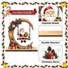 Wooden Christmas Santa Claus Swing Ornament With Moon Framed And Festive Details Perfect For Home Tabletop Xmas Decor