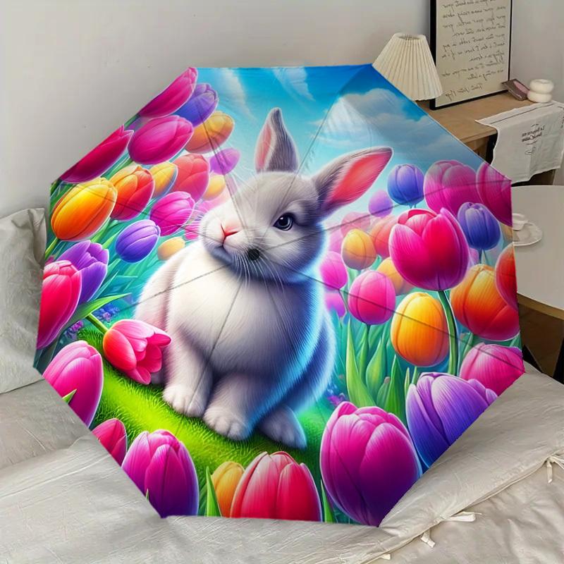 1pc rabbit flower Pattern Umbrella  Automatic Opening and Closing Umbrella, High quality Umbrella, Ideal Gift for Her 244