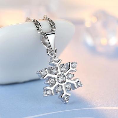 Sterlingsilber Schneeflocke Zirkon Halskette - Koreanische Mode Weihnachtsgeschenk