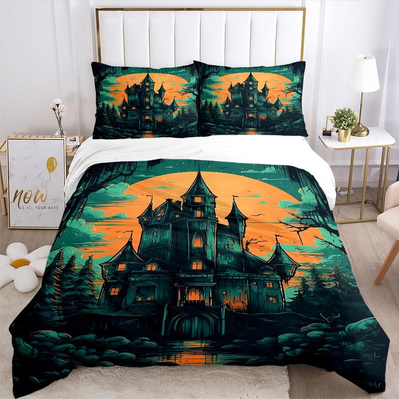 3pcs Bedding Set Castle Moonlight Includes 1 Comforter + 2 Pillowcases, Without Pillow Inserts, Soft Comfortable, Lightweight Breathable101