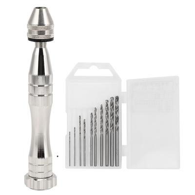 Perceuse manuelle à torsion Argent Alliage d'aluminium avec 10 forets différents Ensemble Accessoire de quincaillerie