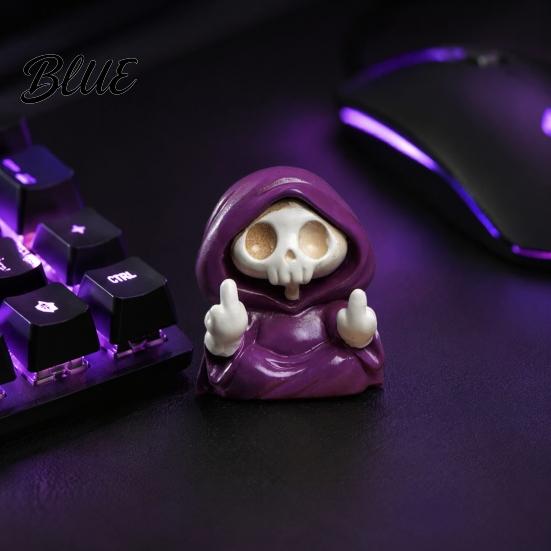 Halloween Skeleton Statue Purple Robe Figurine for Halloween Middle Finger Room Decor Resin Statue Gothic Walking Dog Sculpture Ornament