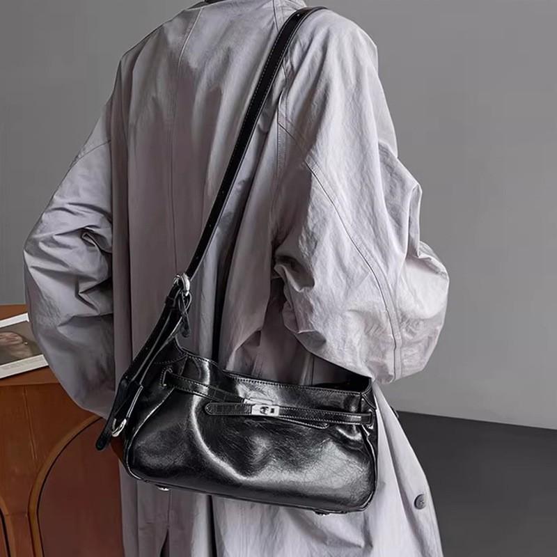 Womens Genuine Leather Tote Bag Large Capacity Crossbody Shoulder Black White Street Style Daily Use