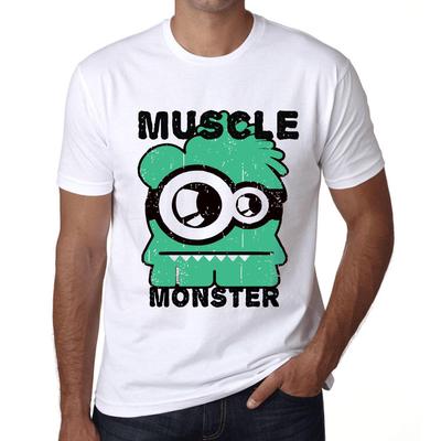 Vintage Tee-skjorte for menn Grafisk T-skjorte Muscle Monster White