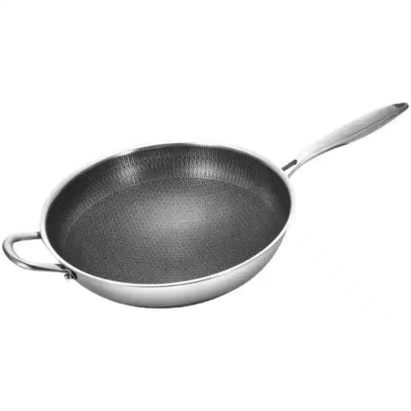 ZISIZ 304 Edelstahl Wok mit Wabenmuster