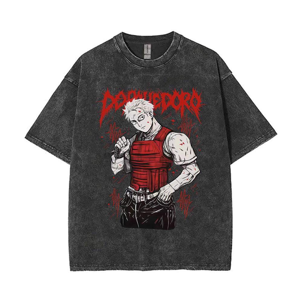 Anime Dorohedoro Nikaido Kaiman Maglietta Vintage Lavata Uomo Donna Abbigliamento Gotico Horror Maglietta in Cotone Maschile Oversize Streetwear