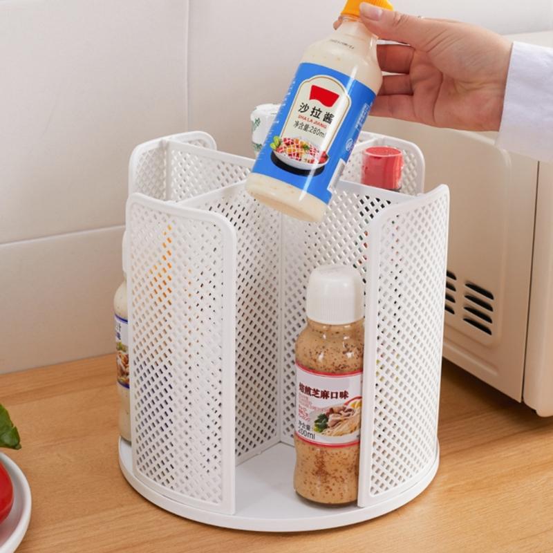 Innovative Kitchen Organizer 360 Degree Rotating Storage Rack Space Saving Spice Bottle Holder Makeup Decorative Tray