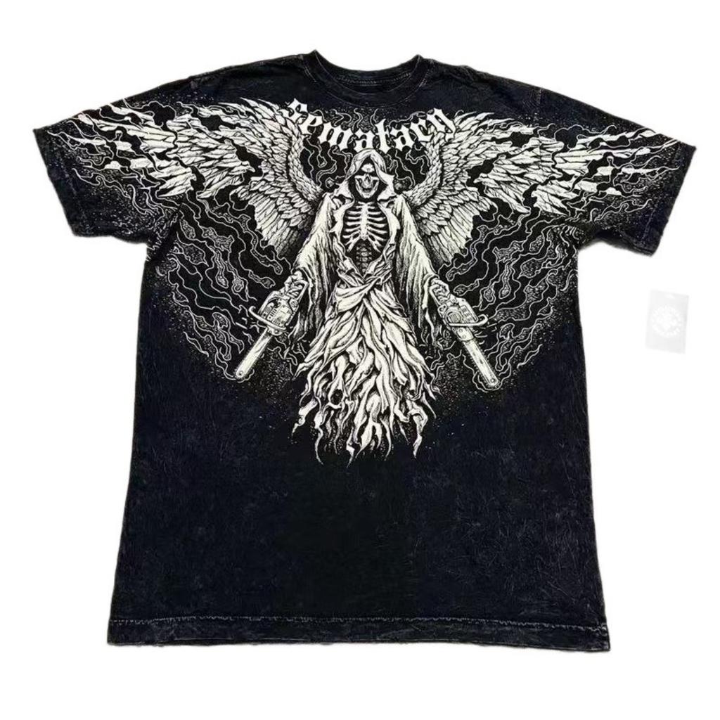 DRIPX 2000s Hip Hop Oversized T Shirt American Goth Retro Harajuku Letter Print Top Casual Tops New