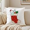 Red Socks Merry Chrismas Cushion Cover Linen Pillowcase Soft  for Sofa Bed Home Room Decor