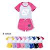 5398 Mehrfarbig Kinder Steal a Brainrot 67 Bedrucktes T-Shirt Shorts Sport Trainingsanzug Kleidung Set