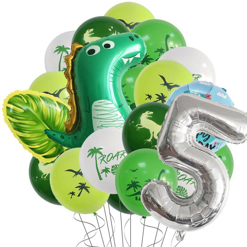 Dinosaur Theme Party Set Aluminum Film Digital Aluminum Film Balloon Green Leaf Scene Arrangement