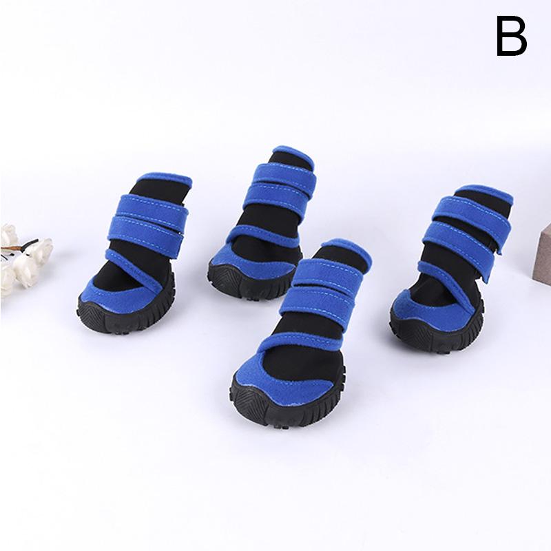 

4 шт./компл. обувь для домашних животных, защита для лап домашних животных, противоскользящая подошва, дышащие ботинки, украшенные принадлежности XXS синий