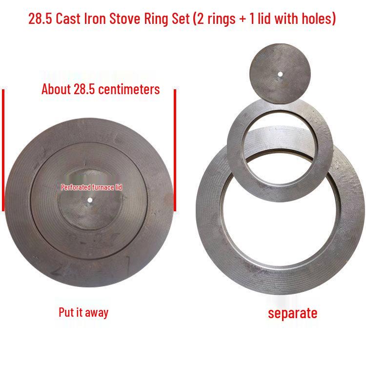 Cast Iron Firewood Stove Ring & Lid: Thickened Rustic Pot and Fire Pit Accessories