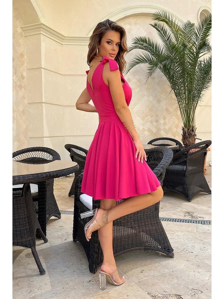 2024 European & American Women's Summer Bowknot V-neck High-waisted Dress