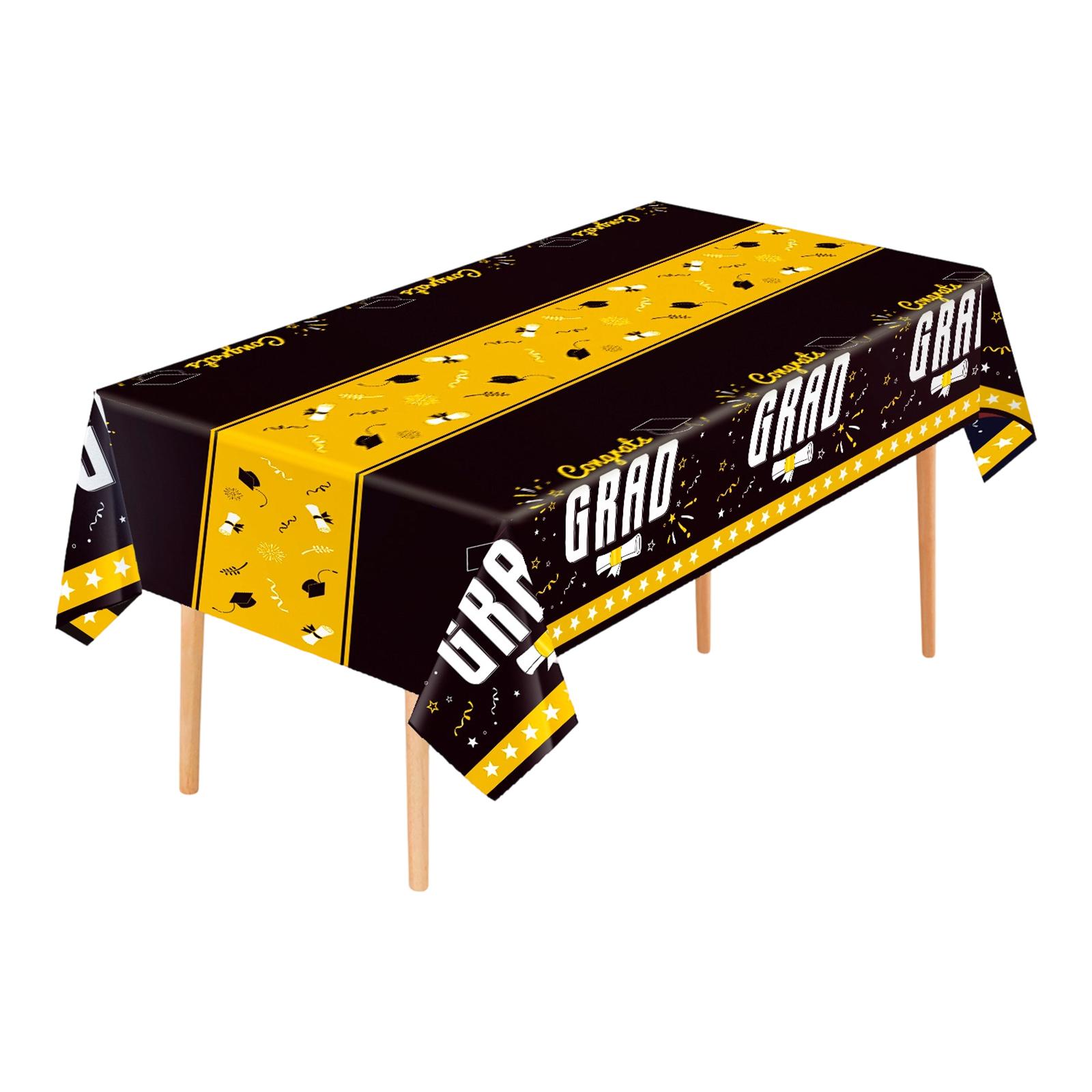 

Graduation Tablecloth Doctoral Cap Thickened Party Gathering Decoration Disposable Plastic Tablecloth One Size чёрный