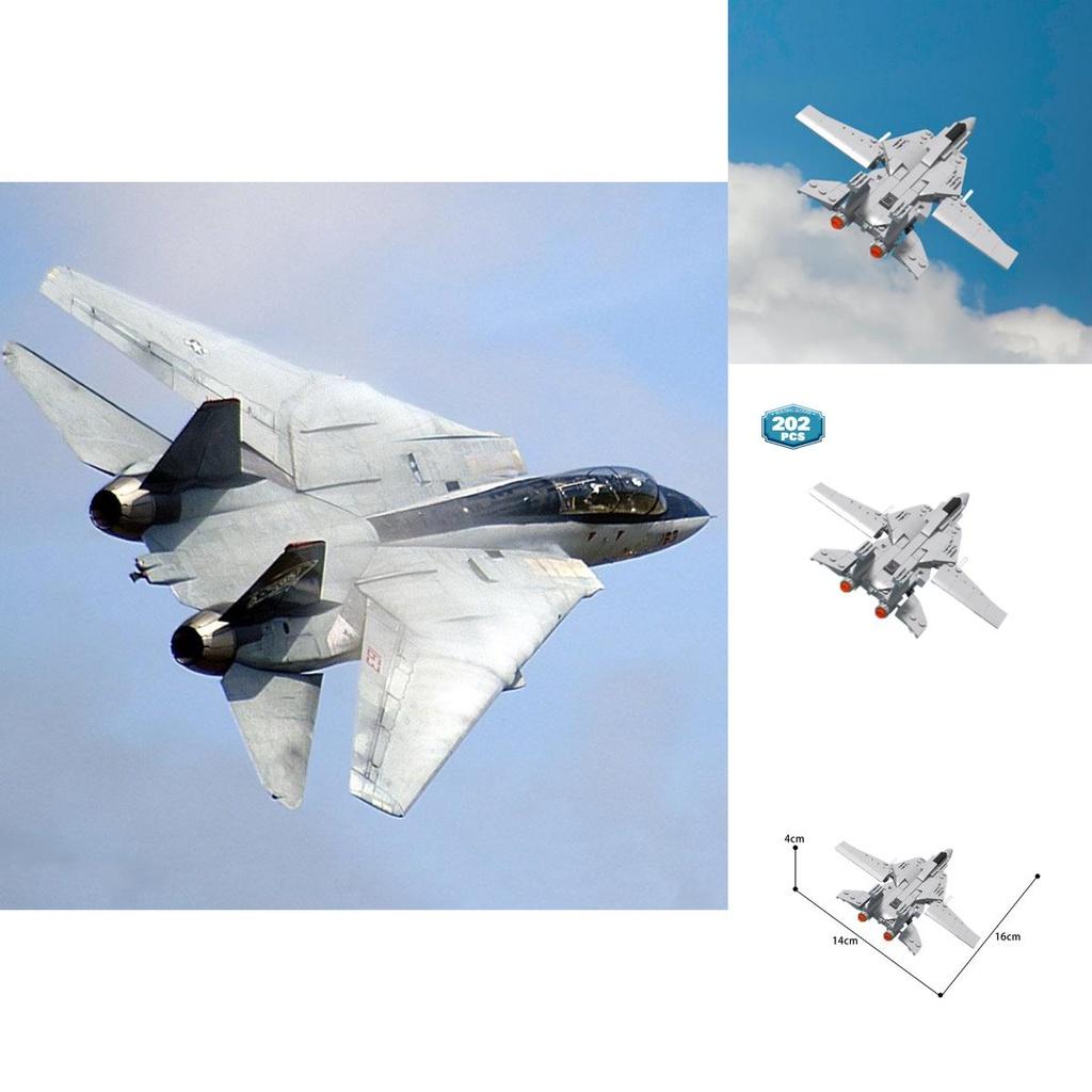 Top Gun Militar 202 Peças Modelo de Bloco de Construção de Caça F14 Brinquedos Educativos para Crianças
