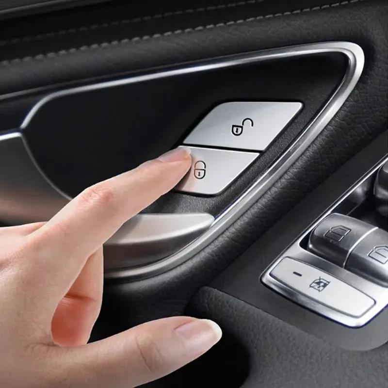 ABS Car Door Lock Unlock Buttons Cover Stickers Fit For Mercedes Benz C E Class GLC W205 W213 X253 Vito W447 Auto Accessories