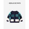 French Arielle De Pinto Boys' Autumn Denim Jacket New Fashion Color-Blocked Cardigan Sweater Top