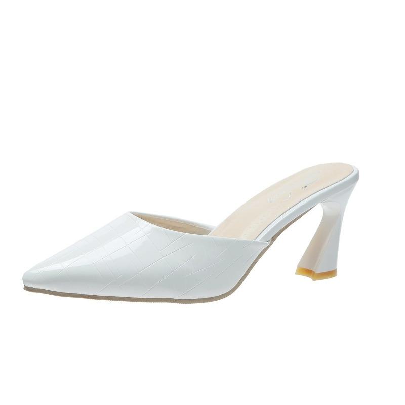 Módní letní dámské boty 2024 Nové Retro špičaté dámské pantofle Šaty Kancelář Nazouvací dámské boty na podpatku Tenký podpatek Dámské mules