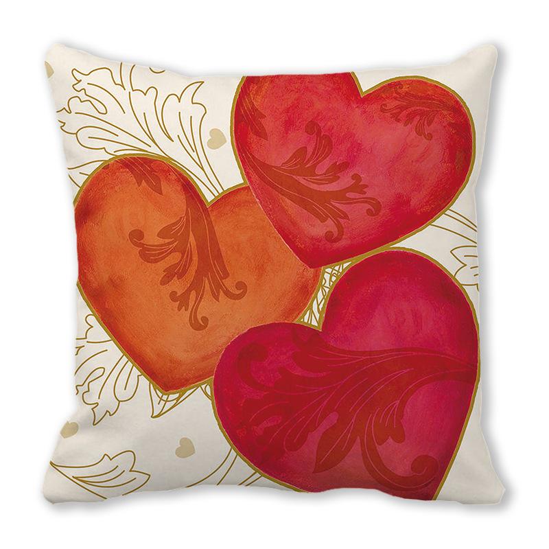 Happy Valentine's Day Theme Digital Printing Short Plush Pillow Covers for Car Sofa Office Cushion Cover Home Goods 60x60cm
