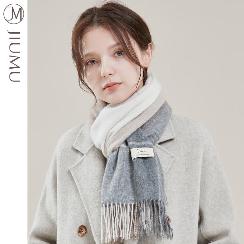 JIUMU Women's Autumn Winter Plaid Wool Scarf
