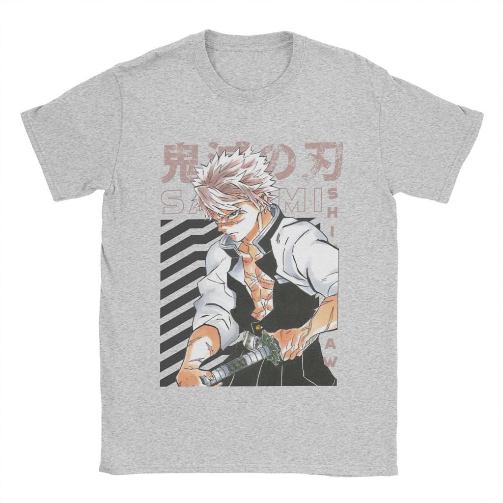 Camisetas para hombre de Sanemi Shinazugawa de Demon Slayer, camiseta novedosa de manga corta y cuello redondo, camisetas de algodón puro de talla grande