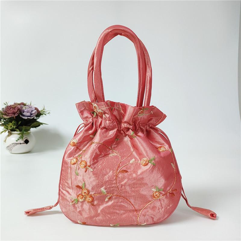 Women's Ethnic Embroidered Small Handbag: Clutch, Mommy, Bucket, Hanfu, and Phone Bag with Drawstring
