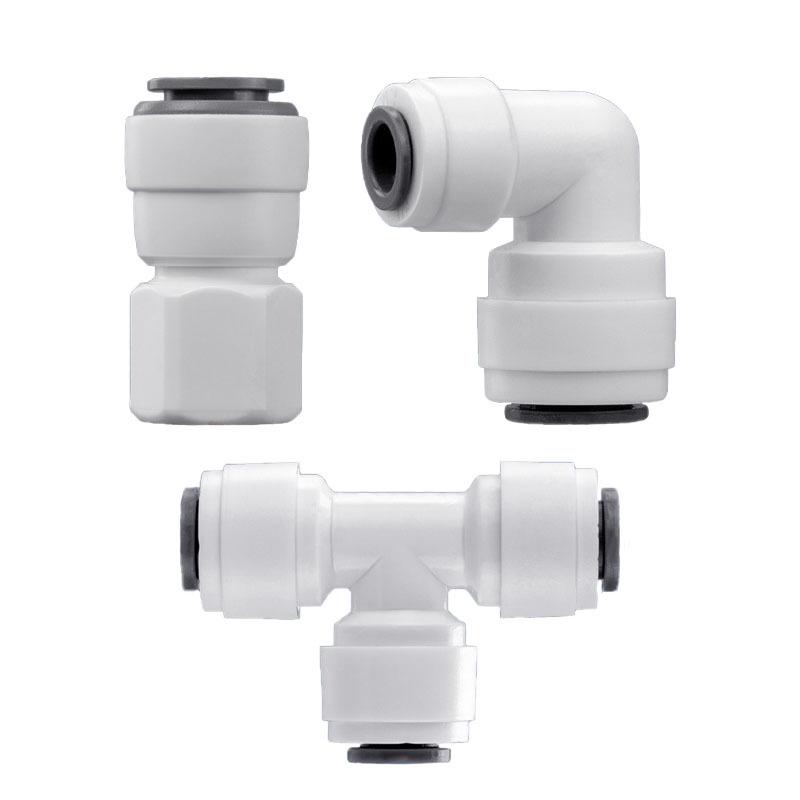 Universal Water Purifier Connector Set: 2, 3, 4-Point Inner/Outer Threads, Includes Straight, Ball Valve, and Elbow for Pipes.