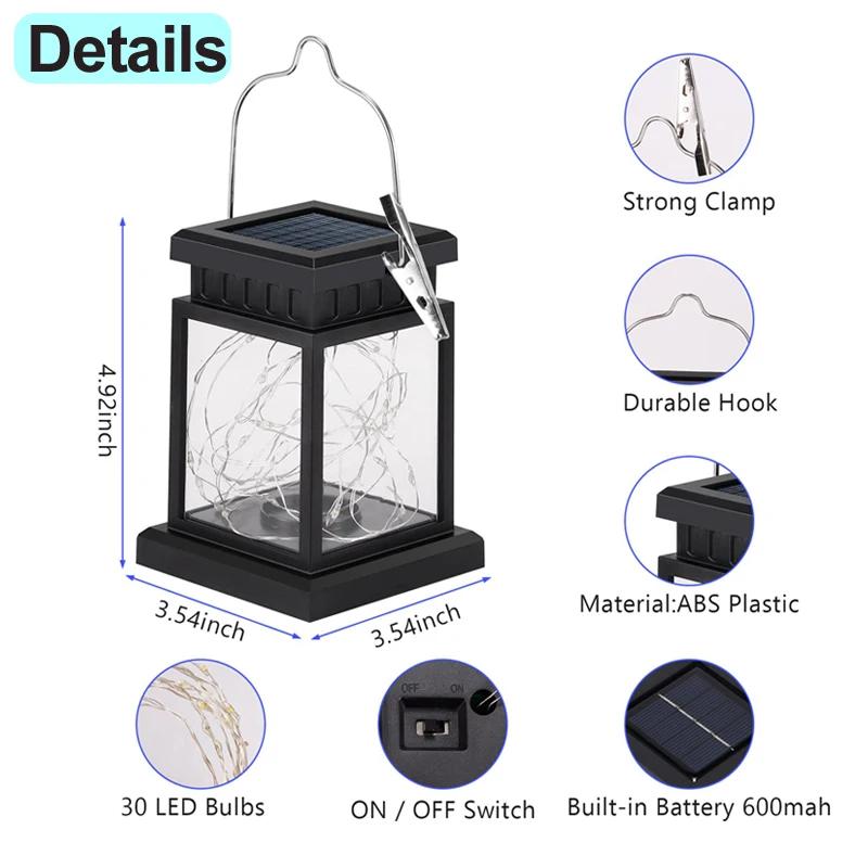 Solar LED Lights Lanterns Panel Candle Indoor Hanging Balcony Decoration Lighting for Garden Solar Led Light Outdoor