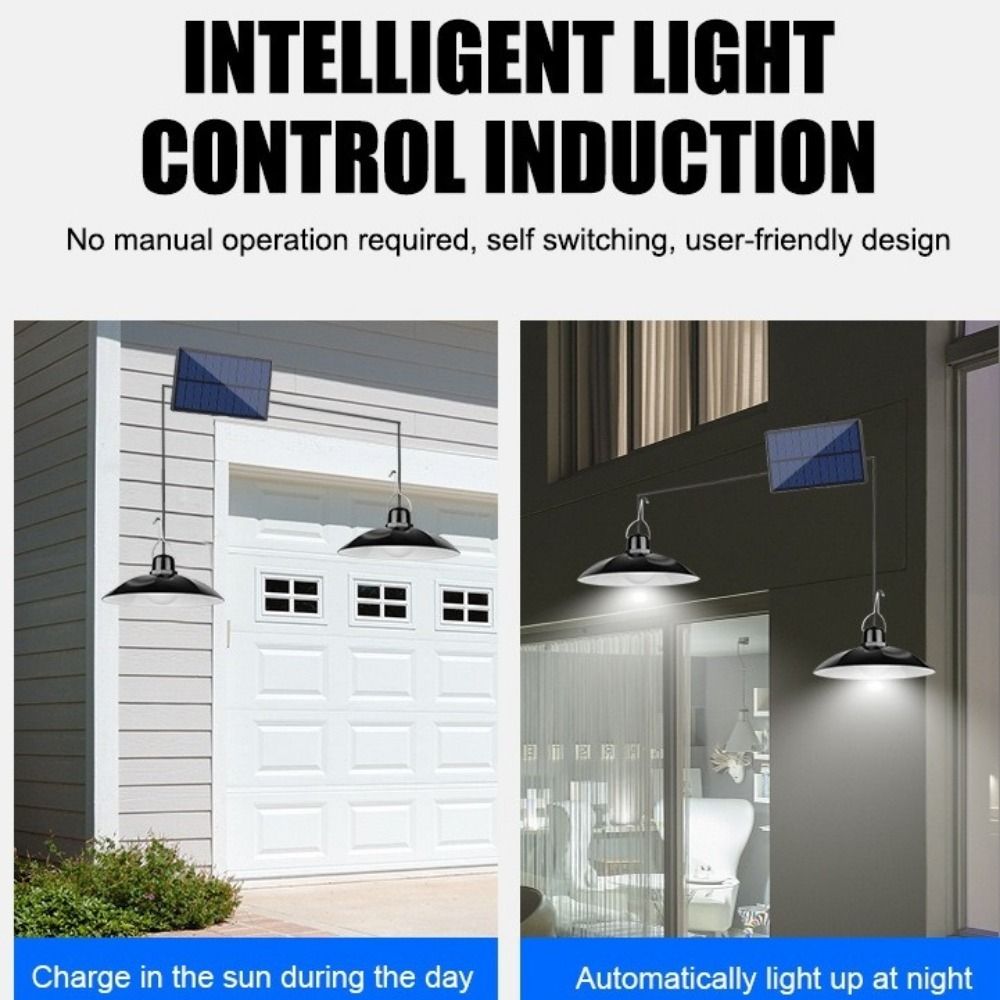 Solar Powered LED Chandelier Single  Double-Head Design Solar Pendant Lights  Indoor Lighting
