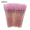 100Pcs/Bottle Disposable Mascara Wand Eyelash Brush Faux Crystal Eyebrow Spoolies Brush Portable Lash Makeup Applicator Brush Tools