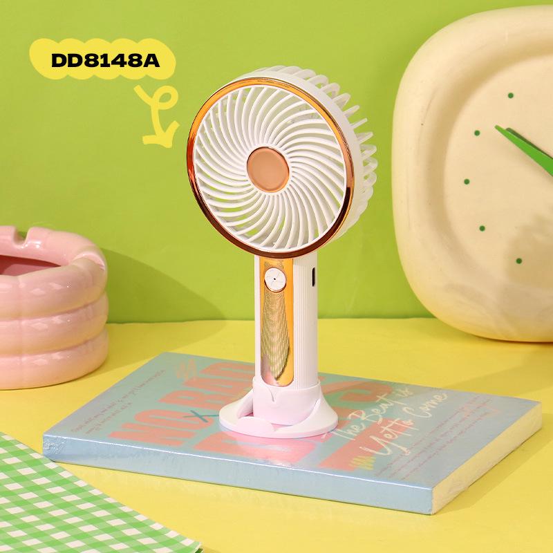 

USB Rechargeable Handheld Fan with Colorful LED Lights and Phone Holder for Desk and Dorm Use Color