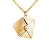 Love Letter Envelope Pendant Couple Necklace - European & American Style, Titanium Steel, Creative Design