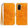 For Xiaomi Redmi A5 4G (171.7mm)/Poco C71 4G Case Sunflower Imprint Leather Wallet Phone Cover with Wrist Strap