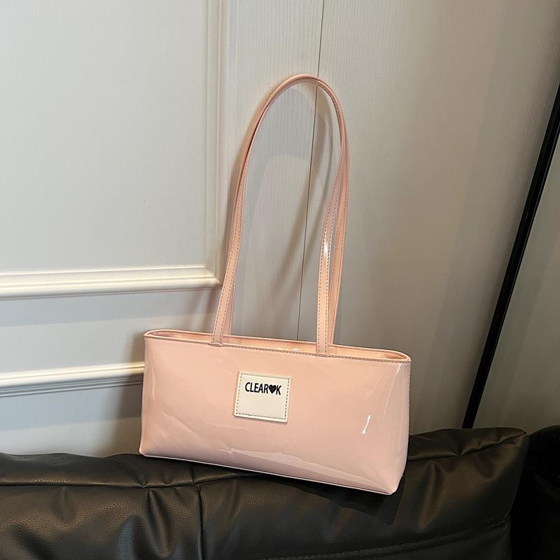 

Summer new commuter texture bag women s casual wax oil shoulder bag underarm temperament handbag розовый