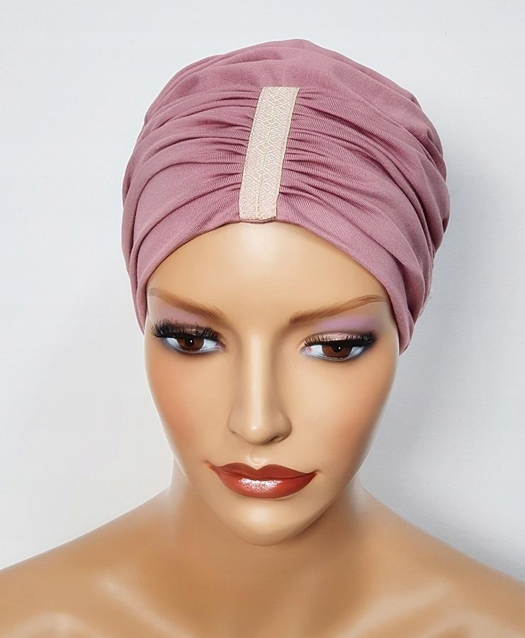Mona Pink Turban Bamboo Crinkled Hat Without Pattern For Every Woman