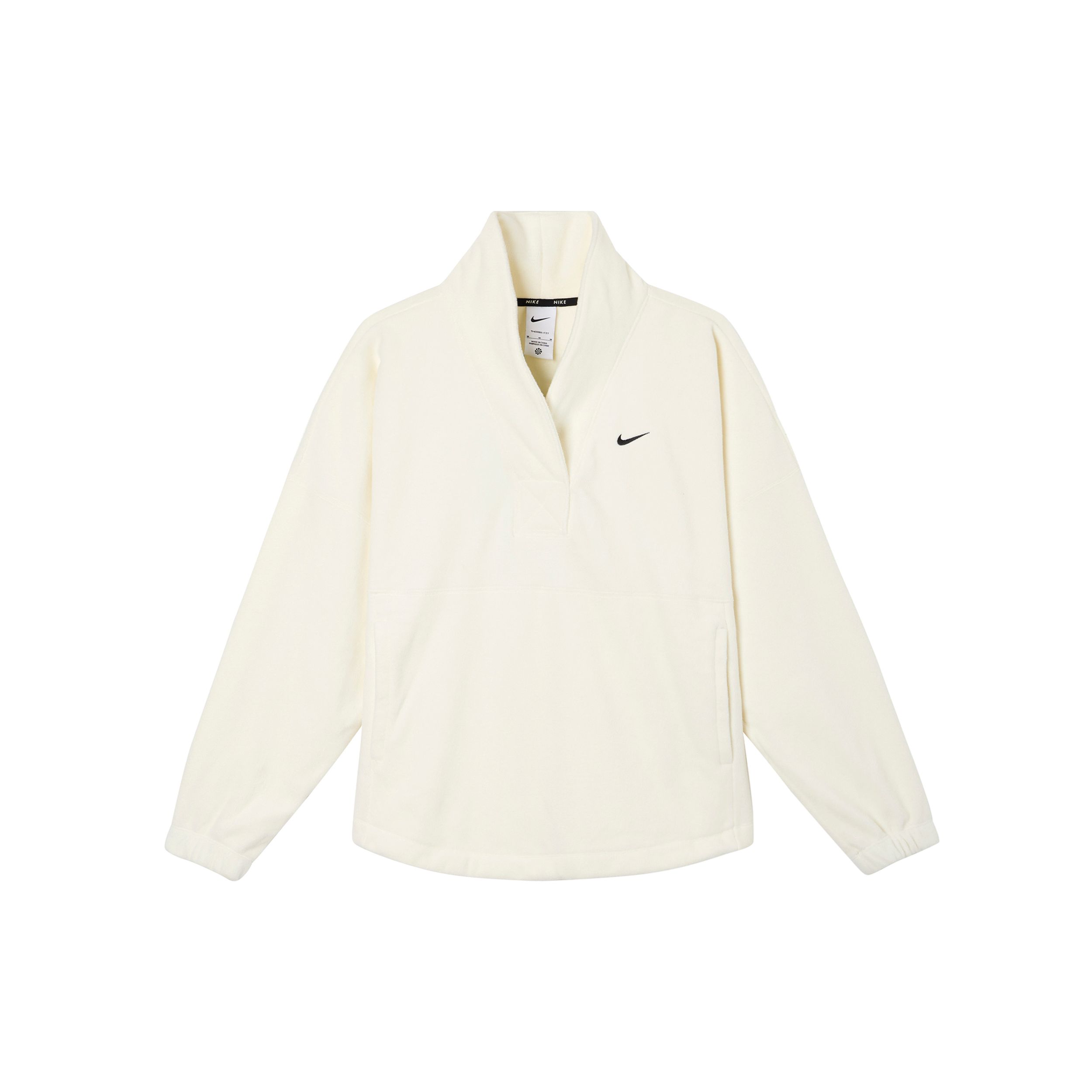 

Женский флисовый свитшот Nike Therma-FIT One свободного кроя с V-образным вырезом, цвет светло-кремовый FB5643-110 M