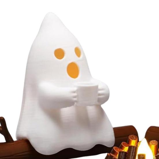 Halloween Ghost Campfire Gathering Nightlight Spooky Statue Decoration 3D Printed Bookcase Ornament Home Decor Accent