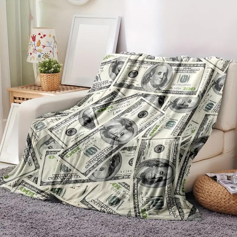 Couverture Imprimée Fleurs Dollars Couverture Flanelle Couverture Douce Chaude Couverture sieste Convient pour Canapé Bureau Lit Couverture