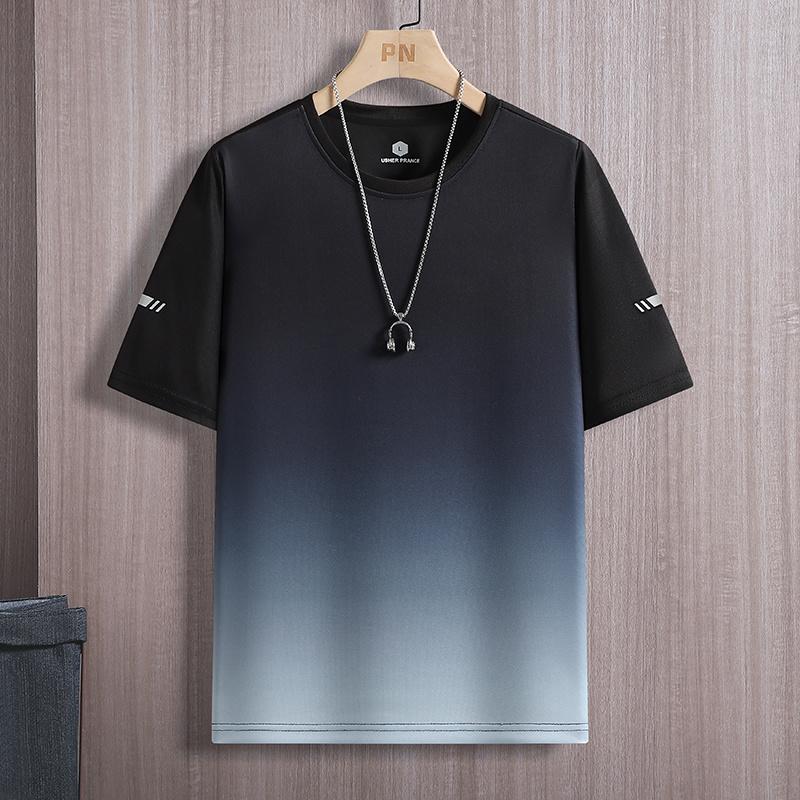 Maglietta Casual Estiva Girocollo Moda Manica Corta Uomo Gradiente Sportiva Pullover T-shirt Top