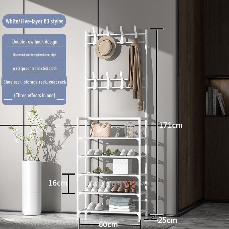 Multifunctional Floor Coat and Shoe Rack with Dustproof Cover for Dormitory and Home