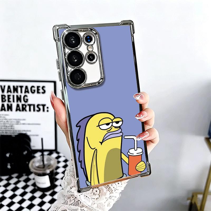 Funny Cartoon Ugly Fish Soft Phone Case For Samsung Galaxy S26 Ultra S25 Edge S24 FE S23 Plus S22 S21 + S20 Plating Anti-Fall Fu