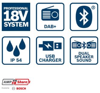 Battery Radio Gpb 18V-2 Sc Dab+/Fm Bluetooth 0*Ah - B 6014A3100