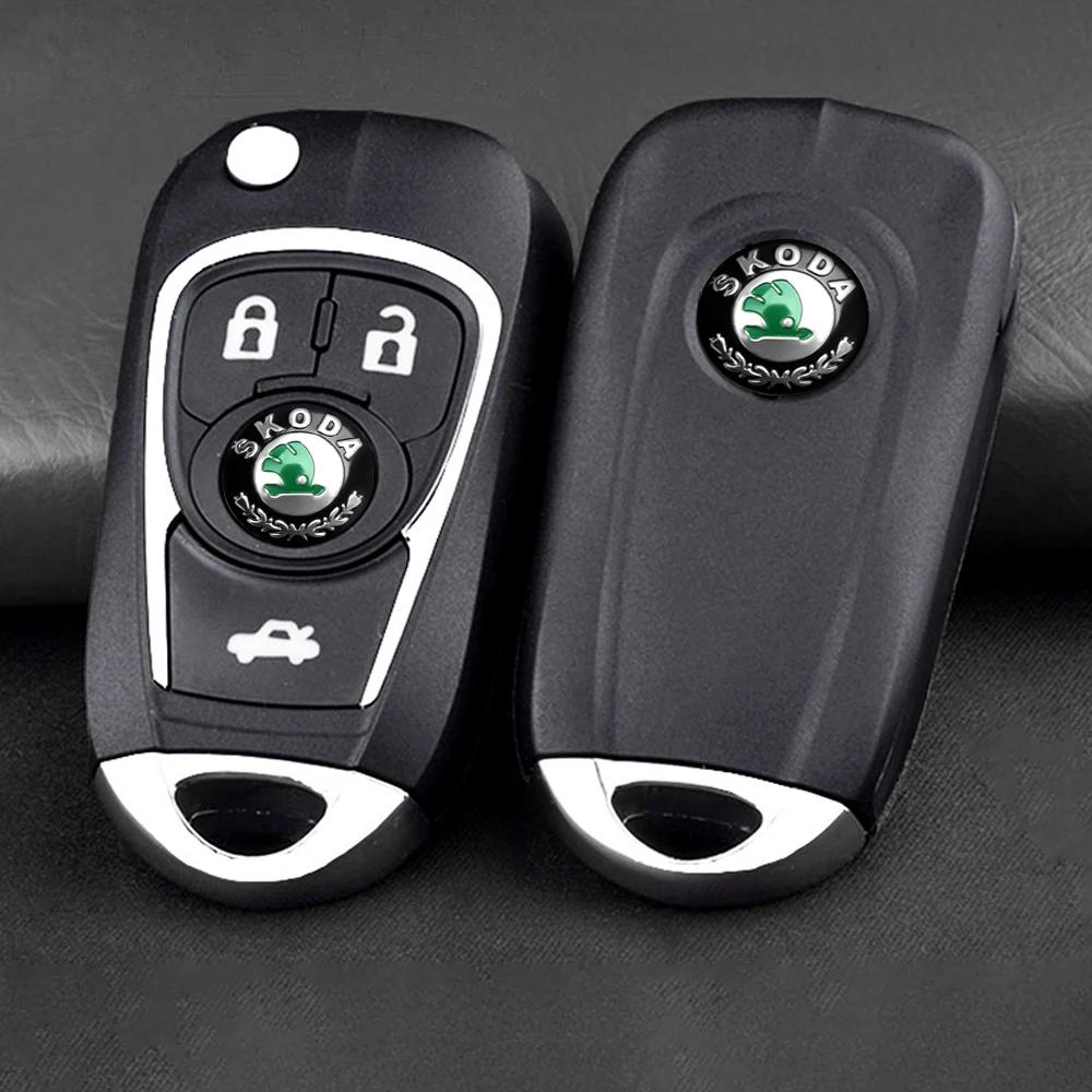 Car Sticker 2025 New 10/20Pcs 14mm Car Key Emblem Stickers Auto Control Key Logo Decal For Skoda Octavia Rapid Fabia Yeti Superb
