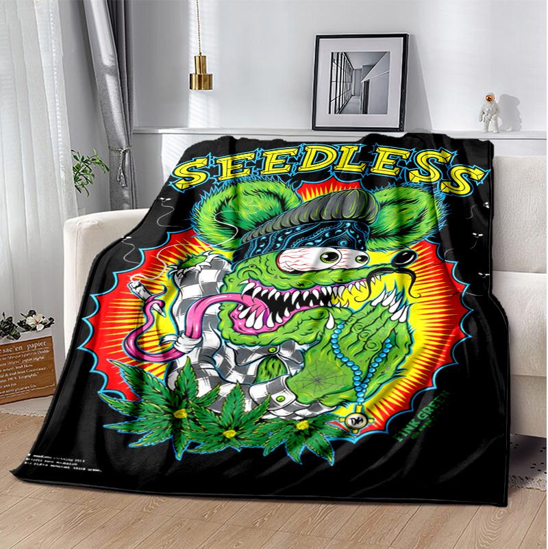 Rat Fink Power Flannel Blanket Soft Warm All-Season Throw, Design for Camping, Car Travel, Hiking Sofa, Bed, Office Perfect Gift for Parties